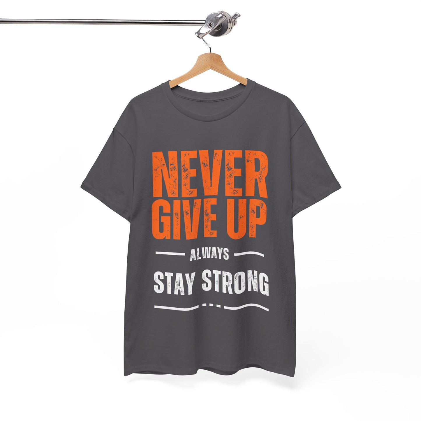 Unisex Heavy Cotton Tee - 'Never Give Up' Motivational Shirt