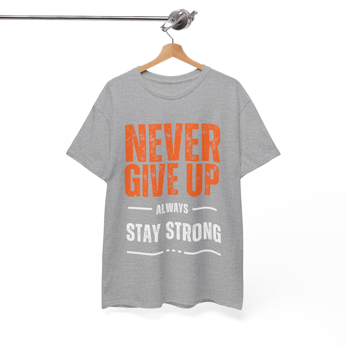 Unisex Heavy Cotton Tee - 'Never Give Up' Motivational Shirt