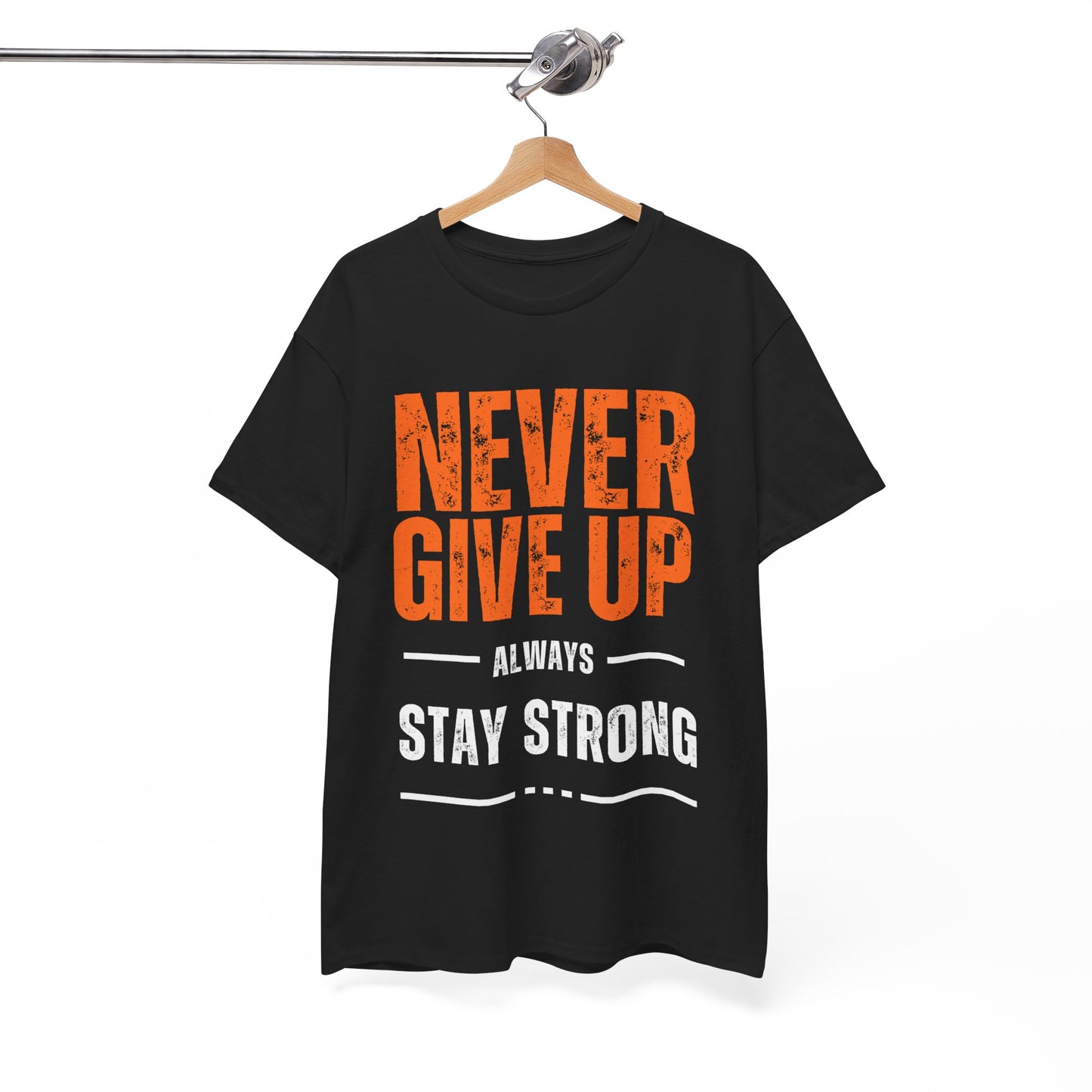 Unisex Heavy Cotton Tee - 'Never Give Up' Motivational Shirt